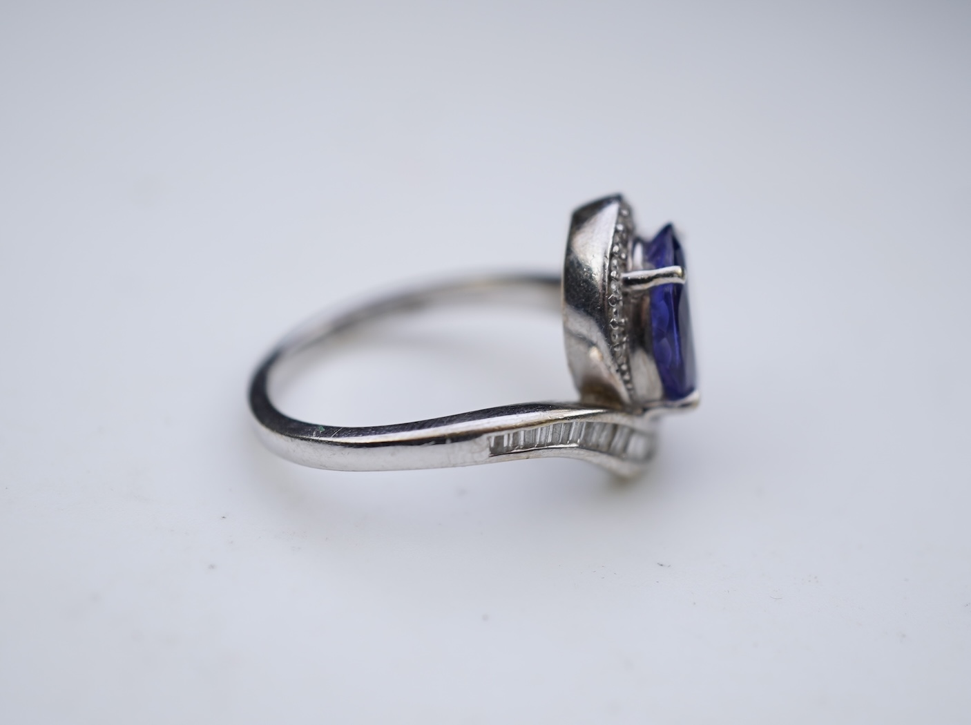 A tanzanite and diamond ring